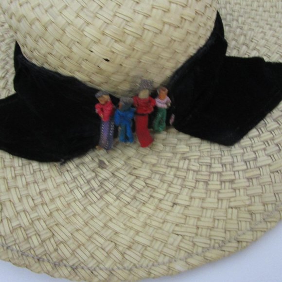 Natural Texture Straw Brim Hat Handcrafted Doll Family Vaca Sun Vaca